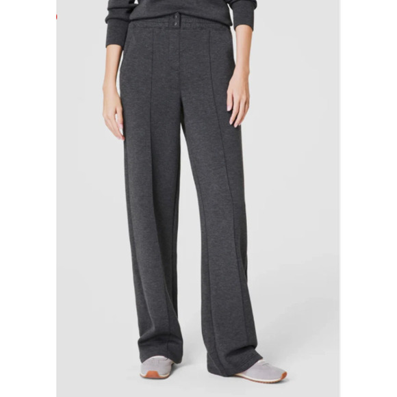 SPANX AirEssentials® Brushed Straight Leg Pant Sz Petite 1X Dark Heather Grey - Picture 2 of 15